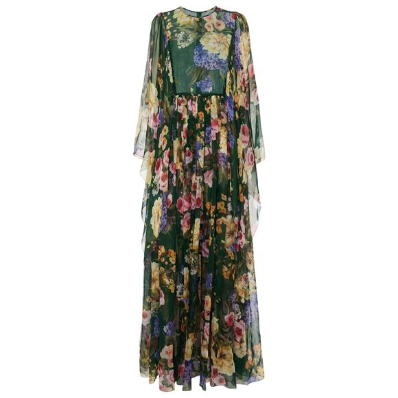 Dolce & Gabbana �Floral� Green Silk Chiffon Gown Size 40 - Picture 1 of 10